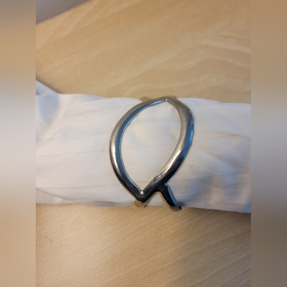 Silver Cuff Bracelet Geometric Design